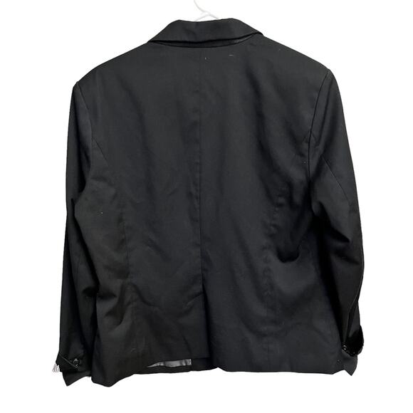 MERONA Black Button Up Blazer Striped Cuffs Size 14 - Picture 6 of 14